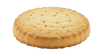 Round golden shortbread biscuit with dimpled texture, bakery treat, and sweet snack
