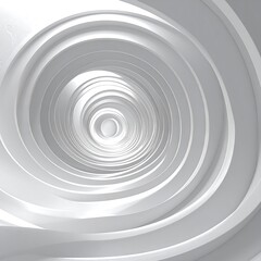 Obraz premium An abstract, spiraling, all-white architectural design. The focus pulls the viewer into a circular tunnel of nested concentric arcs