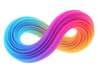 3D liquid swirl ribbon with vibrant neon gradient, floating abstract shape on transparent background