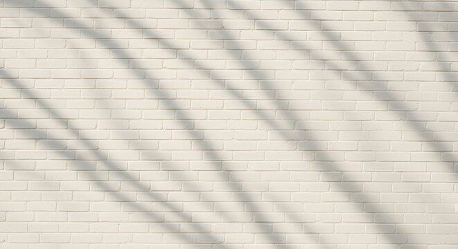 Subtle shadows dance across a textured, cream-colored brick wall, creating a minimalist backdrop.
