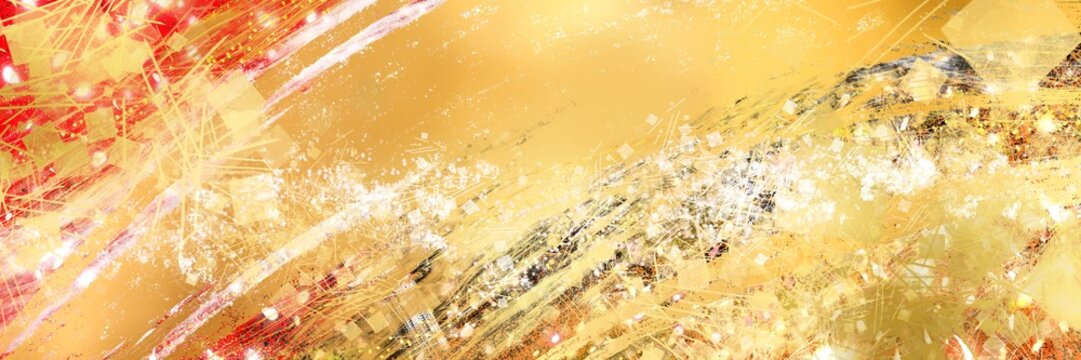 お正月背景風金箔桜花吹雪が輝く豪華横長背景