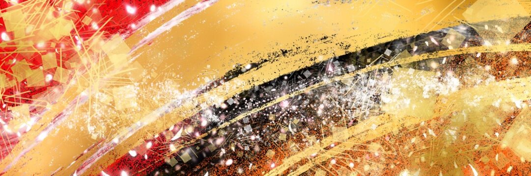 お正月背景風金箔桜花吹雪が輝く豪華横長背景