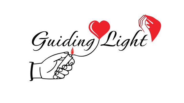 A hand ignites a candle creating a guiding light with a heart symbol and supportive hands above