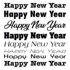 Set of Happy New Year typography designs various font styles for holiday greetings EPS vector