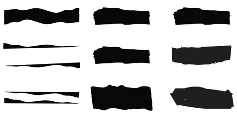 Fototapeta premium Set of grunge brush strokes black paint design elements for creative projects EPS vector