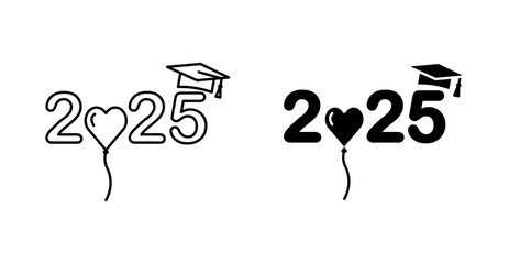 2025 Graduation Cap Icon | Academic Success Year Badge Vector for School, College, and Ceremony Designs