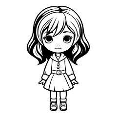 cute cartoon girl character icon