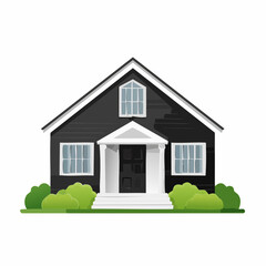 Charming Single-Family Home Illustration with Architectural Details and Verdant Landscaping