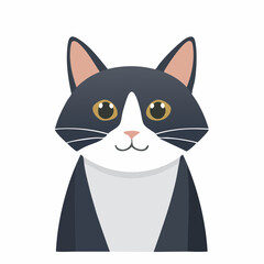 Charming tuxedo cat illustration on a pristine white backdrop creating a cheerful vibe