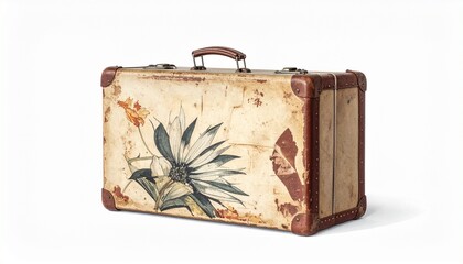 old suitcase isolated on white