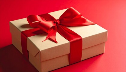 Obraz premium red gift box with ribbon