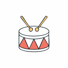 Colorful Drum Illustration with Sticks Perfect for Children's Books and Music Projects