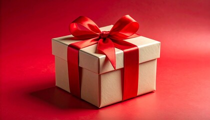 Obraz premium red gift box with ribbon