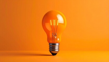 light bulb on orange background
