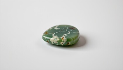 A single, large stone with a marbled pattern set against a contrasting gray background.