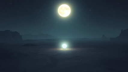 A single resilient microbe glowing with internal light on a desolate alien landscape under a strange sun.