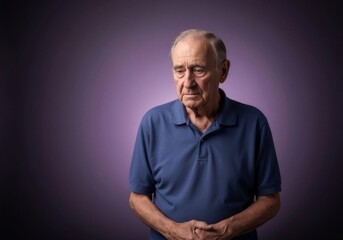 Fototapeta premium A senior man portrait with thoughtful expression in studio.