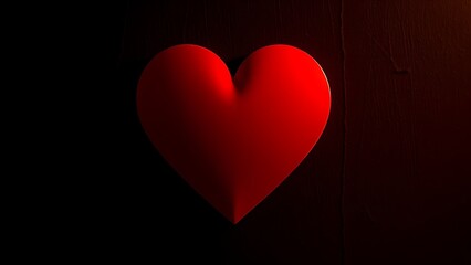 A striking red heart shape illuminated against a dark textured background, evoking deep emotional resonance.