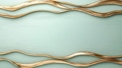 Emerald minimalism gold wave frame, serene textured backdrop with warm shine