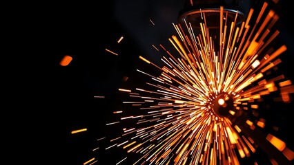 Abstract close-up of glowing sparks in metalworking, highlighting industrial energy and craftsmanship.