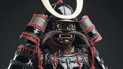 Black Samurai Armor Detailed Studio Shot - This close-up studio shot showcases the intricate details of a Black Samurai Armor.