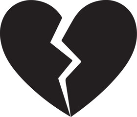 Black broken heart symbol representing loss and sadness