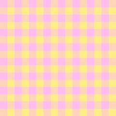 Pastel Yellow and Pink Gingham Seamless Pattern – Soft Checkered Plaid Background, Cute Spring Fabric Design