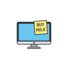 Reminder about grocery shopping concept illustrating the necessity of obtaining dairy milk through