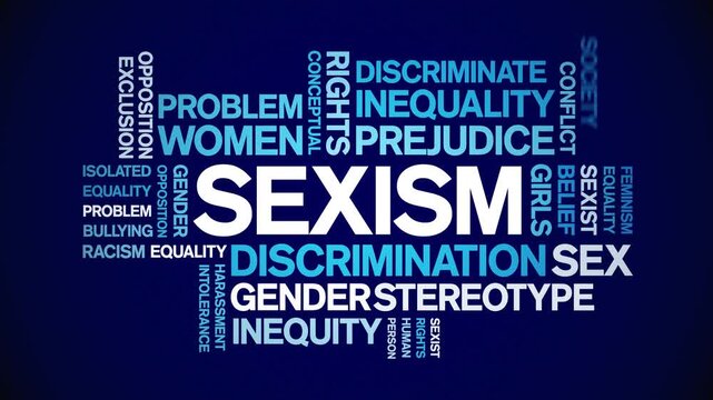 Sexism animated word cloud-text design animation tag kinetic typography seamless loop.