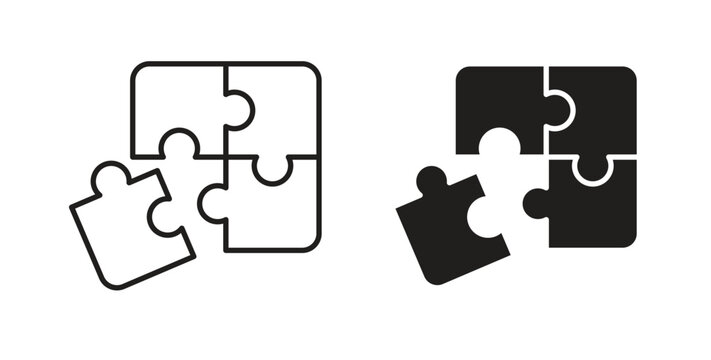 Puzzle pieces icon for mobile app, editable designs