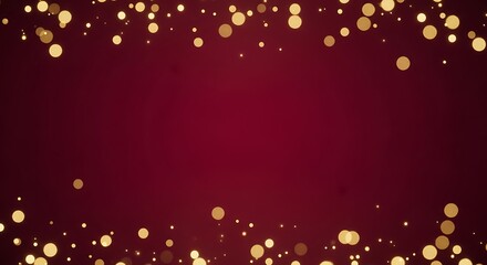 Festive burgundy background with golden bokeh lights overlay