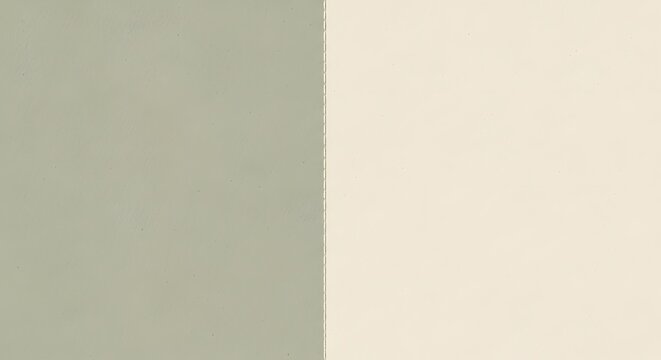 Abstract minimalist background featuring a soft vertical color block composition with a pastel sage green merging seamlessly with a creamy off-white hue, creating a serene and balanced aesthetic
