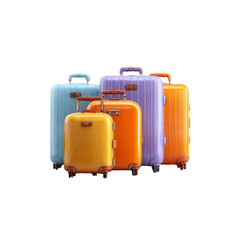 Colorful luggage set on black background