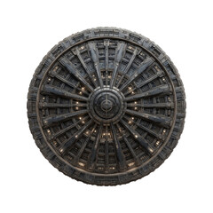 Detailed spaceship engine on black background