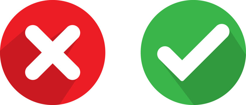 Red x and green checkmark icons for yes or no decisions
