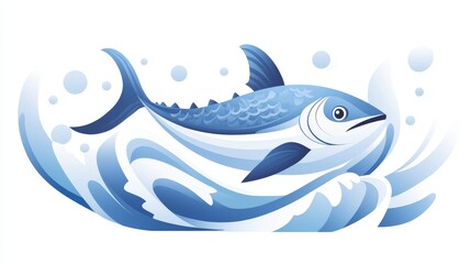 Obraz premium 20.A creative vector graphic of a tuna fish with a strong environmental message, surrounded by elements like waves and sustainable fishing practices, emphasizing the importance of World Tuna Day in