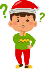 Illustration of Boy Thinking About Christmas