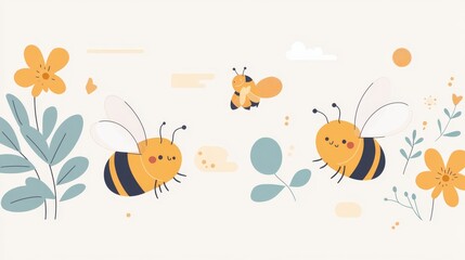 Obraz premium 33.Concept = World Bee Day, International Bee Day. Vector Illustration Template for Logo Design, Banner, Poster, Flyer, Sticker, Postcard, etc.