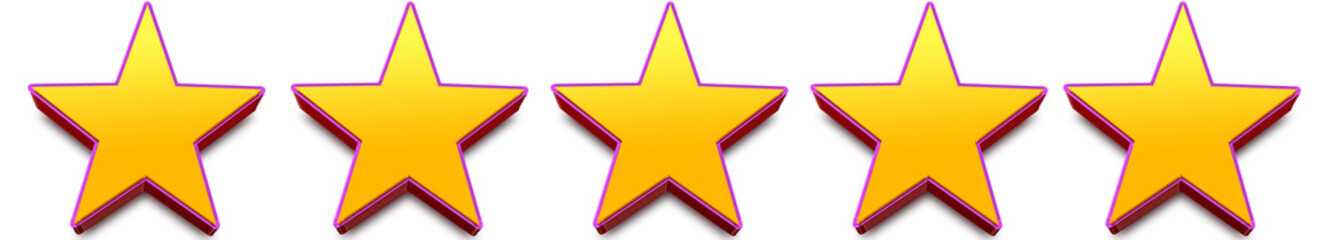 Five-star premium gold rating icon for excellent reviews and top-quality feedback