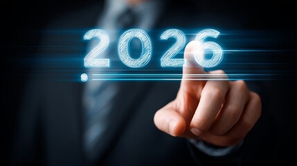 Exciting year 2026 vision coming into focus with innovative digital future strategies and business planning for growth and success in the new era