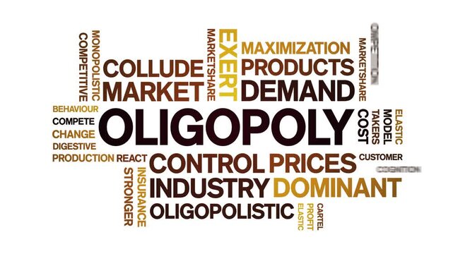 Oligopoly animated word cloud-text design animation tag kinetic typography seamless loop.
