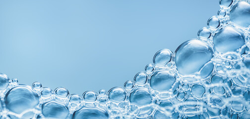 blue background with beautiful foam and copy space