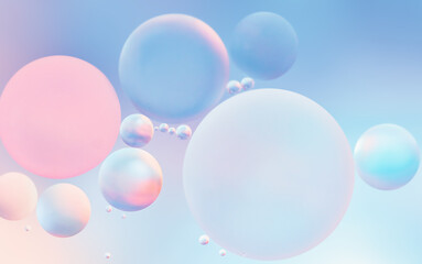 Abstract macro photography of water and oil in soft pastel shades of pink and blue