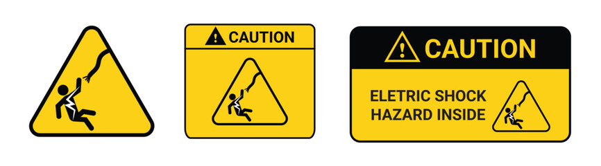 Electrical Hazard Warning Signs Caution Electric Shock Risk High Voltage Safety Symbol Collection
