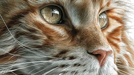 Close-up of a ginger cat's face showing eyes nose whiskers and fur.