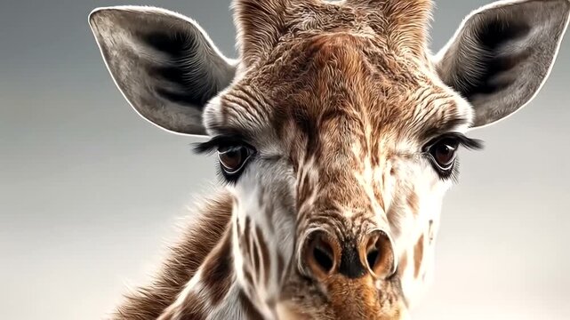 Close up portrait of a majestic giraffe head with intricate patterns.