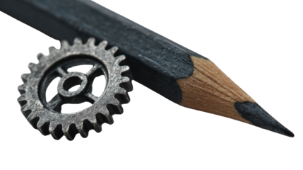 Black Pencil with Metal Gear