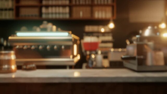 カフェのコーヒーマシンが並ぶ温かみのある店内風景