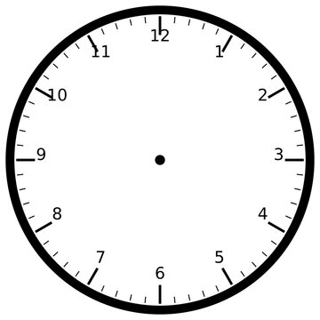 Clock Face 13 Numeric Thin Hour Minute Thick None clock face on white background