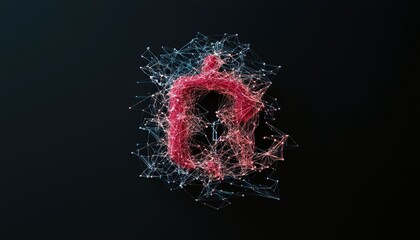 An abstract representation of a human figure formed by a red, glowing network of lines and dots against a dark, minimalist background.